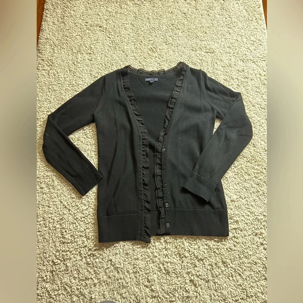 Big Kids Gap Size XL Black Ruffled Cardigan Sweater
